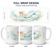 Golden Tide Merman Ceramic Coffee Mug 15 oz Decorative Large C Handle Mug Cup for Tea, Cocoa Hot Chocolate