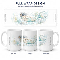 Silver Tide Merman Ceramic Coffee Mug 15 oz Decorative Large C Handle Mug Cup for Tea, Cocoa Hot Chocolate