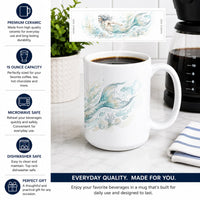 Silver Tide Merman Ceramic Coffee Mug 15 oz Decorative Large C Handle Mug Cup for Tea, Cocoa Hot Chocolate