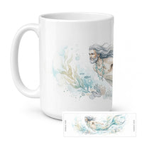 Silver Tide Merman Ceramic Coffee Mug 15 oz Decorative Large C Handle Mug Cup for Tea, Cocoa Hot Chocolate
