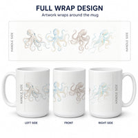 Dancing Octopus Ceramic Coffee Mug 15 oz Decorative Large C Handle Mug Cup for Tea, Cocoa Hot Chocolate