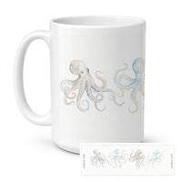 Dancing Octopus Ceramic Coffee Mug 15 oz Decorative Large C Handle Mug Cup for Tea, Cocoa Hot Chocolate