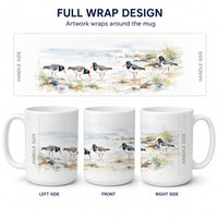 Coastal Oystercatchers Ceramic Coffee Mug 15 oz Decorative Large C Handle Mug Cup for Tea, Cocoa Hot Chocolate