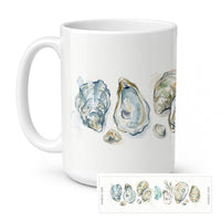 Coastal Oyster Shells Ceramic Coffee Mug 15 oz Decorative Large C Handle Mug Cup for Tea, Cocoa Hot Chocolate