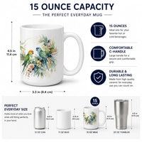 Tropical Parrots Ceramic Coffee Mug 15 oz Decorative Large C Handle Mug Cup for Tea, Cocoa Hot Chocolate