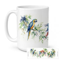 Tropical Parrots Ceramic Coffee Mug 15 oz Decorative Large C Handle Mug Cup for Tea, Cocoa Hot Chocolate