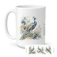 Majestic Peacocks Ceramic Coffee Mug 15 oz Decorative Large C Handle Mug Cup for Tea, Cocoa Hot Chocolate