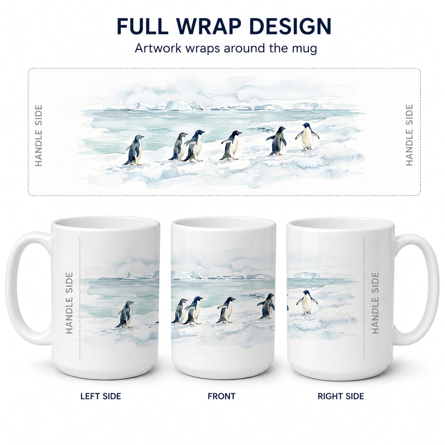 Antarctic Penguins Ceramic Coffee Mug 15 oz Decorative Large C Handle Mug Cup for Tea, Cocoa Hot Chocolate