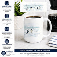 Antarctic Penguins Ceramic Coffee Mug 15 oz Decorative Large C Handle Mug Cup for Tea, Cocoa Hot Chocolate