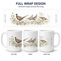 Woodland Pheasants Ceramic Coffee Mug 15 oz Decorative Large C Handle Mug Cup for Tea, Cocoa Hot Chocolate