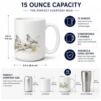 City Pigeons Ceramic Coffee Mug 15 oz Decorative Large C Handle Mug Cup for Tea, Cocoa Hot Chocolate