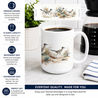 Desert Roadrunners Ceramic Coffee Mug 15 oz Decorative Large C Handle Mug Cup for Tea, Cocoa Hot Chocolate