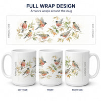 Garden Robins Ceramic Coffee Mug 15 oz Decorative Large C Handle Mug Cup for Tea, Cocoa Hot Chocolate