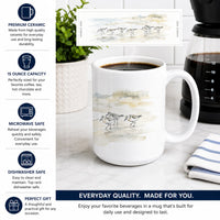 Shoreline Sanderlings Ceramic Coffee Mug 15 oz Decorative Large C Handle Mug Cup for Tea, Cocoa Hot Chocolate