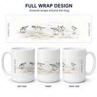 Coastal Sandpipers Ceramic Coffee Mug 15 oz Decorative Large C Handle Mug Cup for Tea, Cocoa Hot Chocolate