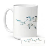 Seagulls in Flight Ceramic Coffee Mug 15 oz Decorative Large C Handle Mug Cup for Tea, Cocoa Hot Chocolate
