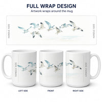 Coastal Seagulls Ceramic Coffee Mug 15 oz Decorative Large C Handle Mug Cup for Tea, Cocoa Hot Chocolate
