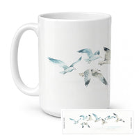 Coastal Seagulls Ceramic Coffee Mug 15 oz Decorative Large C Handle Mug Cup for Tea, Cocoa Hot Chocolate