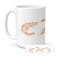 Coastal Pink Shrimp Ceramic Coffee Mug 15 oz Decorative Large C Handle Mug Cup for Tea, Cocoa Hot Chocolate