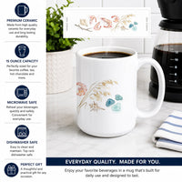 Shrimp and Shells Ceramic Coffee Mug 15 oz Decorative Large C Handle Mug Cup for Tea, Cocoa Hot Chocolate