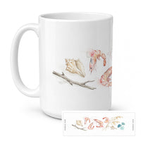 Shrimp and Shells Ceramic Coffee Mug 15 oz Decorative Large C Handle Mug Cup for Tea, Cocoa Hot Chocolate