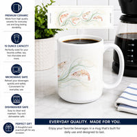 Dancing Shrimp Ceramic Coffee Mug 15 oz Decorative Large C Handle Mug Cup for Tea, Cocoa Hot Chocolate