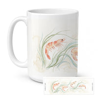 Dancing Shrimp Ceramic Coffee Mug 15 oz Decorative Large C Handle Mug Cup for Tea, Cocoa Hot Chocolate