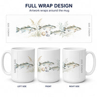 Coastal Speckled Trout Ceramic Coffee Mug 15 oz Decorative Large C Handle Mug Cup for Tea, Cocoa Hot Chocolate
