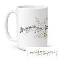 Coastal Speckled Trout Ceramic Coffee Mug 15 oz Decorative Large C Handle Mug Cup for Tea, Cocoa Hot Chocolate