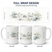 Graceful Swans Ceramic Coffee Mug 15 oz Decorative Large C Handle Mug Cup for Tea, Cocoa Hot Chocolate