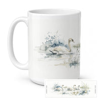 Graceful Swans Ceramic Coffee Mug 15 oz Decorative Large C Handle Mug Cup for Tea, Cocoa Hot Chocolate