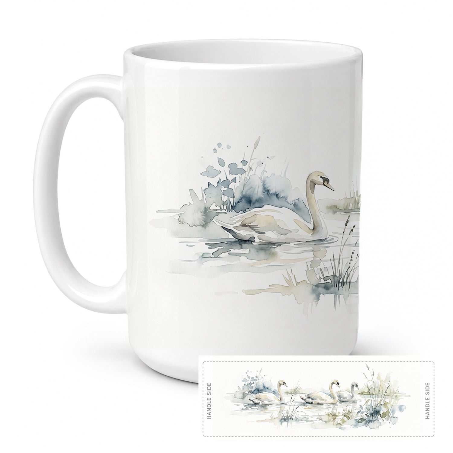 Graceful Swans Ceramic Coffee Mug 15 oz Decorative Large C Handle Mug Cup for Tea, Cocoa Hot Chocolate