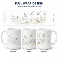 Terns Over the Water Ceramic Coffee Mug 15 oz Decorative Large C Handle Mug Cup for Tea, Cocoa Hot Chocolate