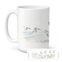 Terns Over the Water Ceramic Coffee Mug 15 oz Decorative Large C Handle Mug Cup for Tea, Cocoa Hot Chocolate