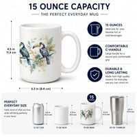 Tropical Toucans Ceramic Coffee Mug 15 oz Decorative Large C Handle Mug Cup for Tea, Cocoa Hot Chocolate
