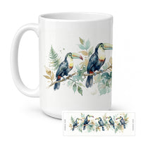 Tropical Toucans Ceramic Coffee Mug 15 oz Decorative Large C Handle Mug Cup for Tea, Cocoa Hot Chocolate