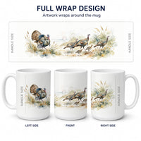 Wild Turkeys Ceramic Coffee Mug 15 oz Decorative Large C Handle Mug Cup for Tea, Cocoa Hot Chocolate