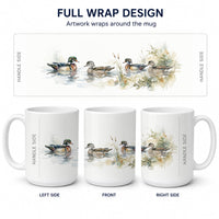 Woodland Wood Ducks Ceramic Coffee Mug 15 oz Decorative Large C Handle Mug Cup for Tea, Cocoa Hot Chocolate