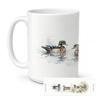 Woodland Wood Ducks Ceramic Coffee Mug 15 oz Decorative Large C Handle Mug Cup for Tea, Cocoa Hot Chocolate
