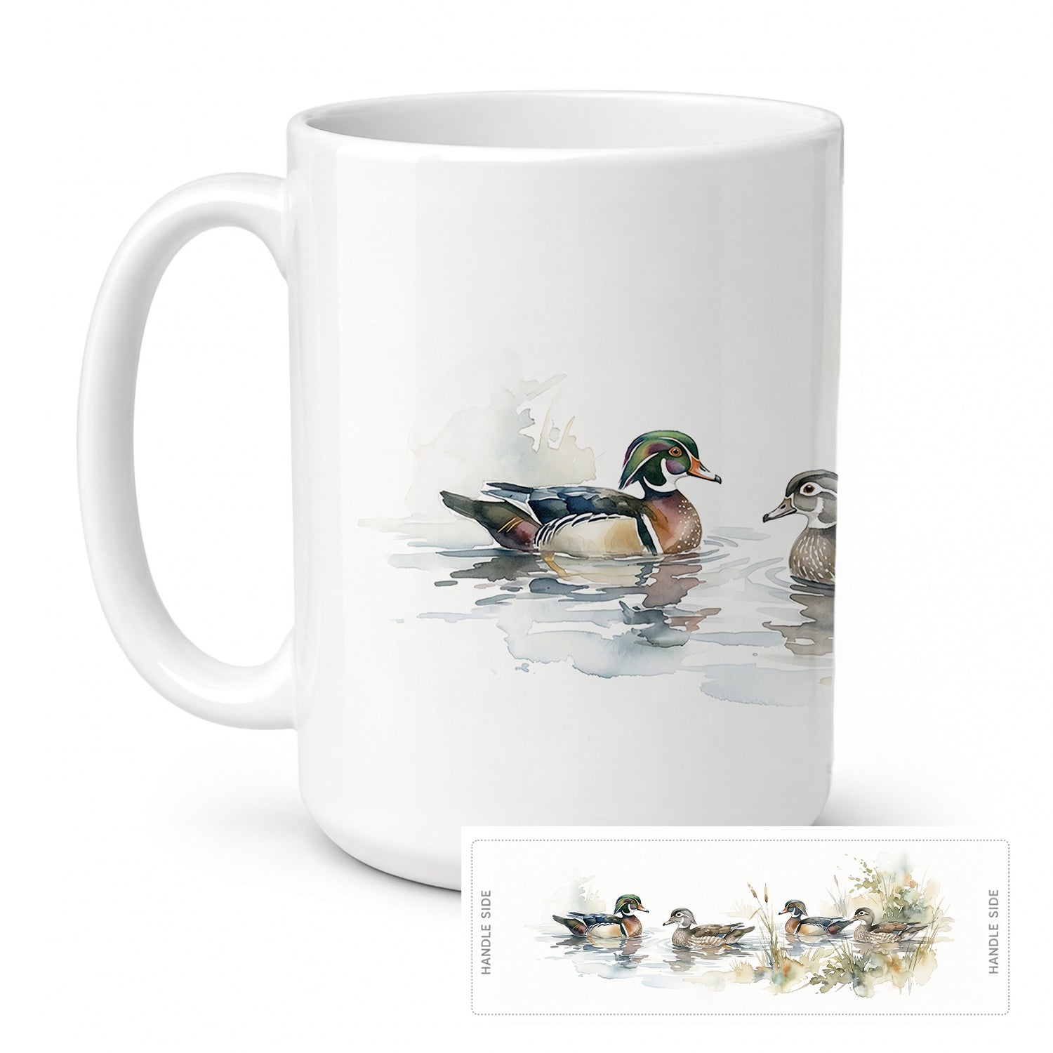 Woodland Wood Ducks Ceramic Coffee Mug 15 oz Decorative Large C Handle Mug Cup for Tea, Cocoa Hot Chocolate