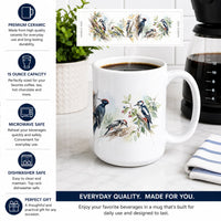 Woodland Woodpeckers Ceramic Coffee Mug 15 oz Decorative Large C Handle Mug Cup for Tea, Cocoa Hot Chocolate