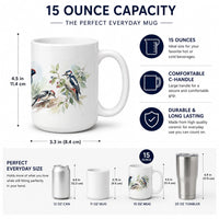 Woodland Woodpeckers Ceramic Coffee Mug 15 oz Decorative Large C Handle Mug Cup for Tea, Cocoa Hot Chocolate