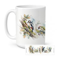 Woodland Woodpeckers Ceramic Coffee Mug 15 oz Decorative Large C Handle Mug Cup for Tea, Cocoa Hot Chocolate