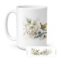 Garden Wren Ceramic Coffee Mug 15 oz Decorative Large C Handle Mug Cup for Tea, Cocoa Hot Chocolate