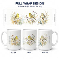 Golden Yellowhammers Ceramic Coffee Mug 15 oz Decorative Large C Handle Mug Cup for Tea, Cocoa Hot Chocolate