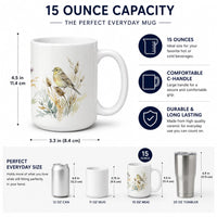Golden Yellowhammers Ceramic Coffee Mug 15 oz Decorative Large C Handle Mug Cup for Tea, Cocoa Hot Chocolate