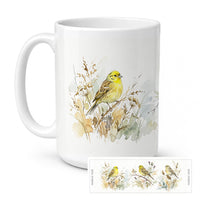 Golden Yellowhammers Ceramic Coffee Mug 15 oz Decorative Large C Handle Mug Cup for Tea, Cocoa Hot Chocolate