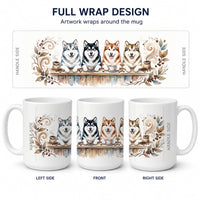 Alaskan Malamutes Morning Coffee Ceramic Coffee Mug 15 oz Decorative Large C Handle Mug Cup for Tea, Cocoa Hot Chocolate