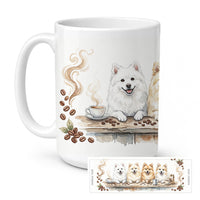 American Eskimo Dogs Morning Coffee Ceramic Coffee Mug 15 oz Decorative Large C Handle Mug Cup for Tea, Cocoa Hot Chocolate