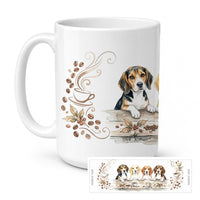 Beagles Morning Coffee Ceramic Coffee Mug 15 oz Decorative Large C Handle Mug Cup for Tea, Cocoa Hot Chocolate